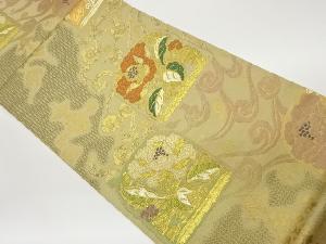 モール花葉に変わり荒波模様織出し袋帯